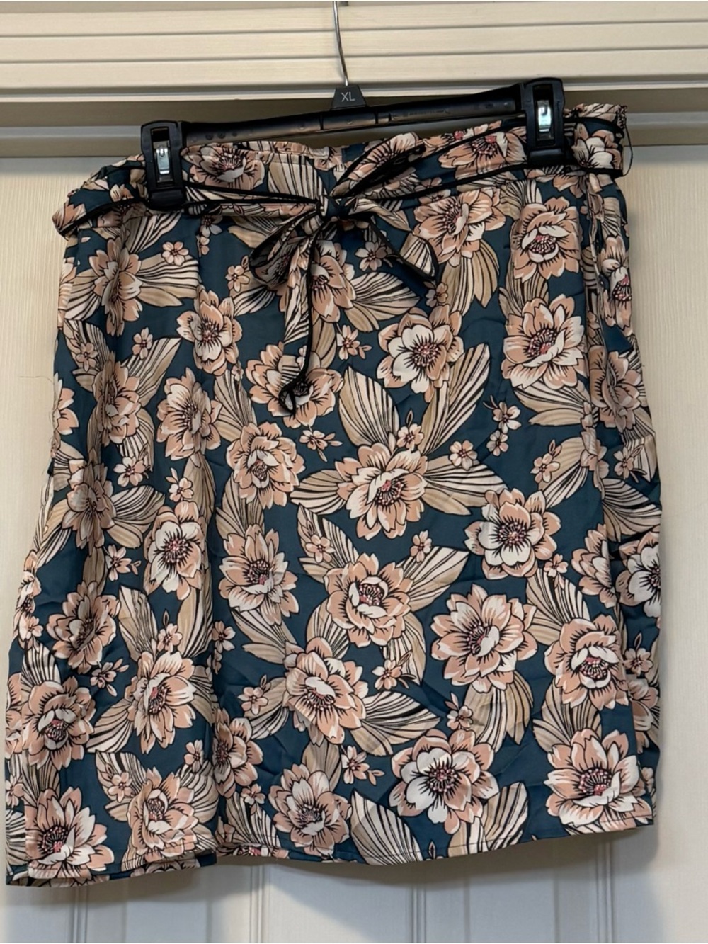 LOFT Floral Skirt in Teal and Blush